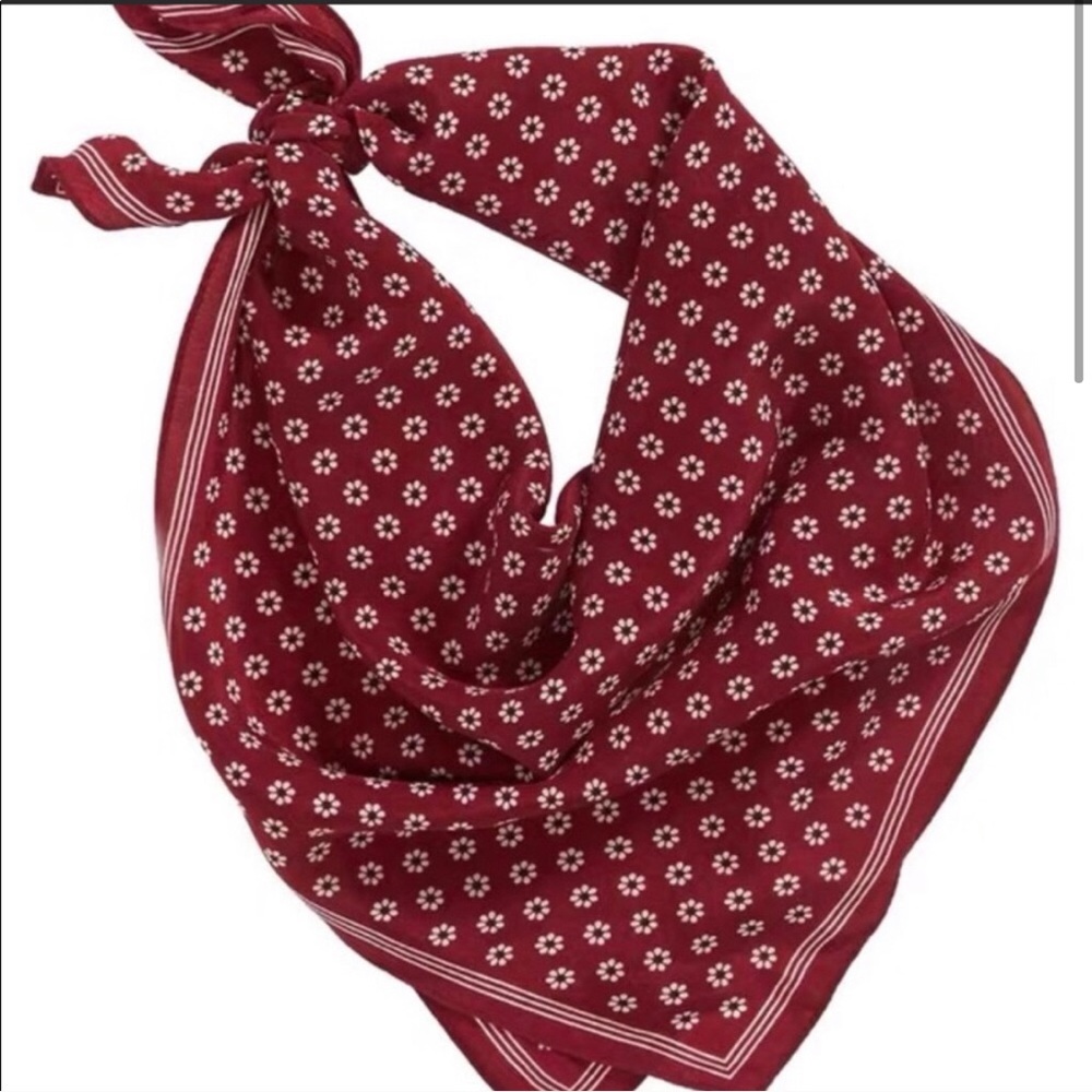Madewell 100% silk deep red patterned scarf